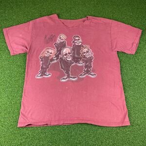 Vintage Korn Band T Shirt Skeleton Graphic Nu Metal Rock Concert Tee Faded Red